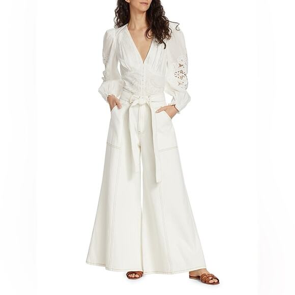 Farm Rio Belted Wide-Leg Twill Pants M - Picture 11 of 11